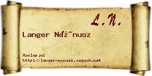 Langer Nónusz névjegykártya